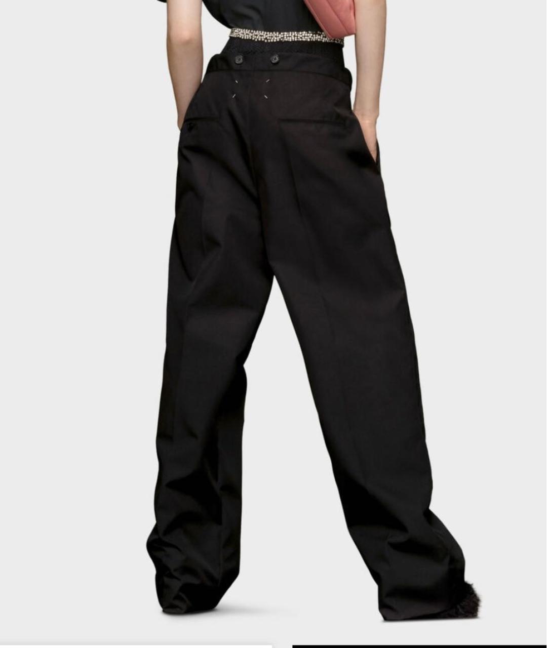 MAISON MARGIELA Черные полиамидовые прямые брюки, фото 3