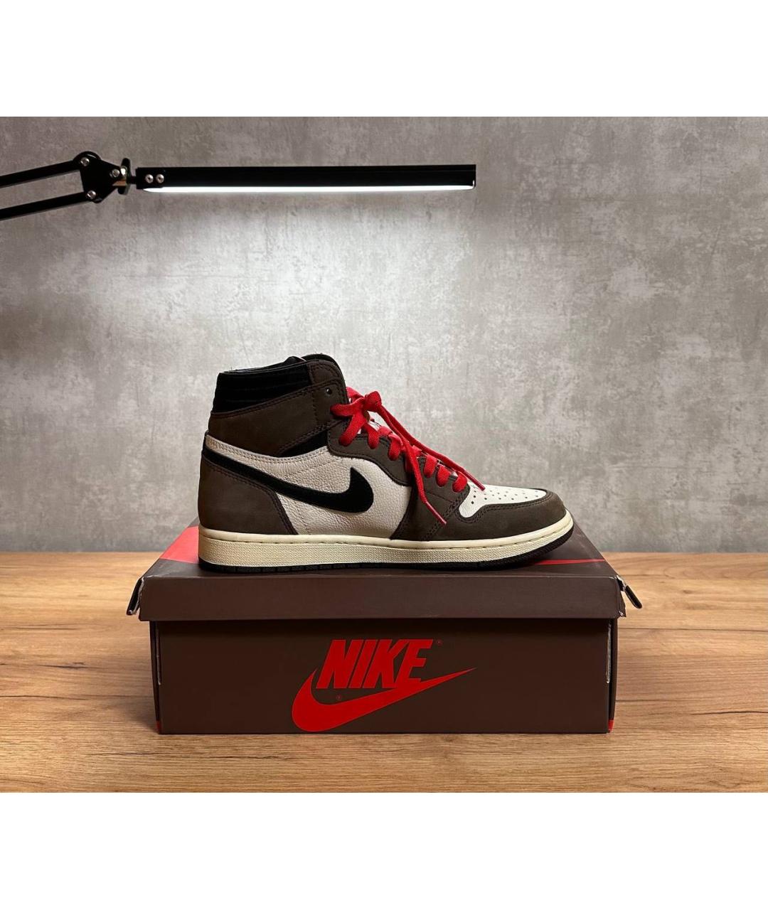 CACTUS JACK BY TRAVIS SCOTT Коричневые кожаные высокие кроссовки / кеды, фото 3