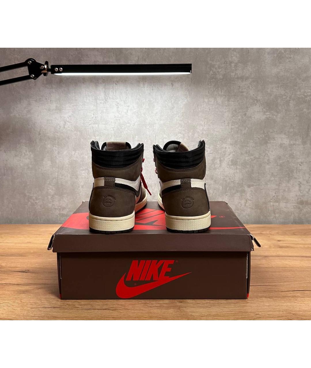 CACTUS JACK BY TRAVIS SCOTT Коричневые кожаные высокие кроссовки / кеды, фото 4