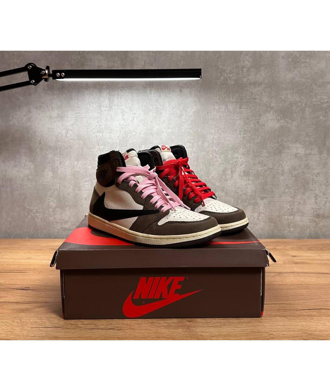 CACTUS JACK BY TRAVIS SCOTT Коричневые кожаные высокие кроссовки / кеды, фото 5