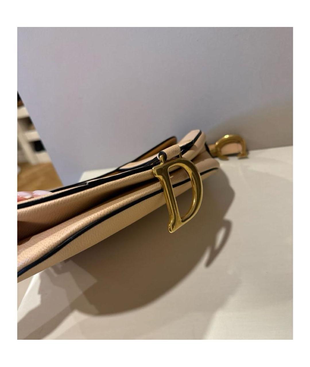 CHRISTIAN DIOR Бежевая кожаная сумка через плечо, фото 7