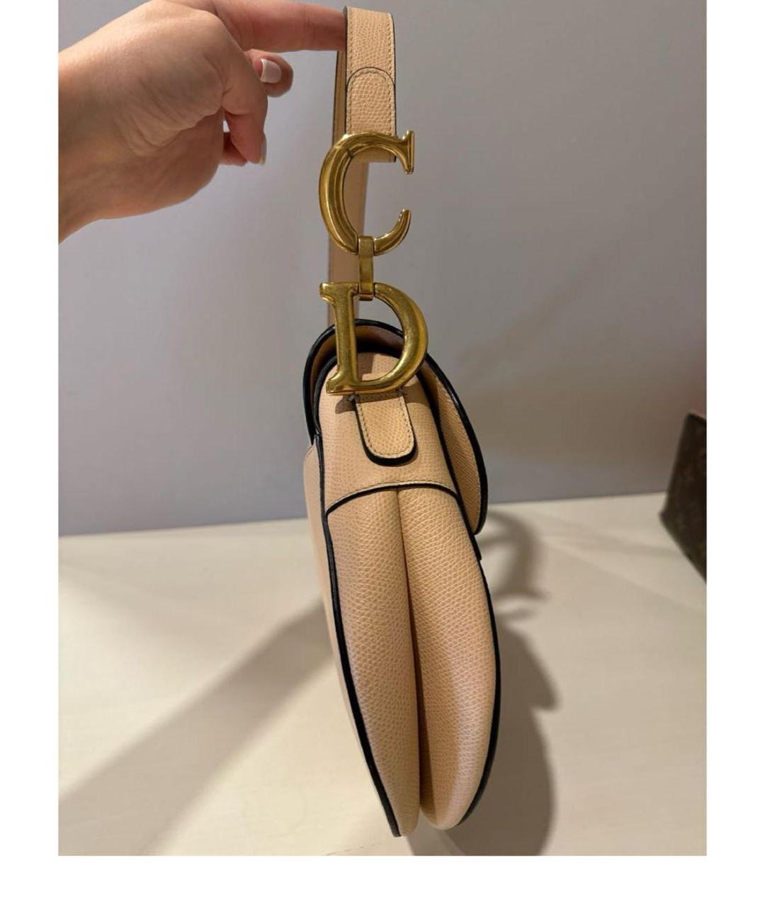 CHRISTIAN DIOR Бежевая кожаная сумка через плечо, фото 6