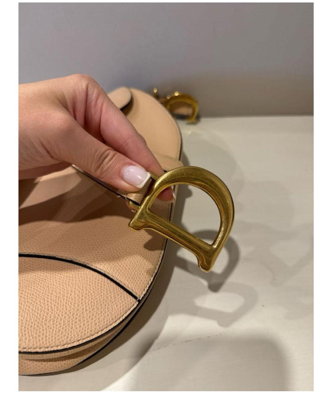 CHRISTIAN DIOR Бежевая кожаная сумка через плечо, фото 4