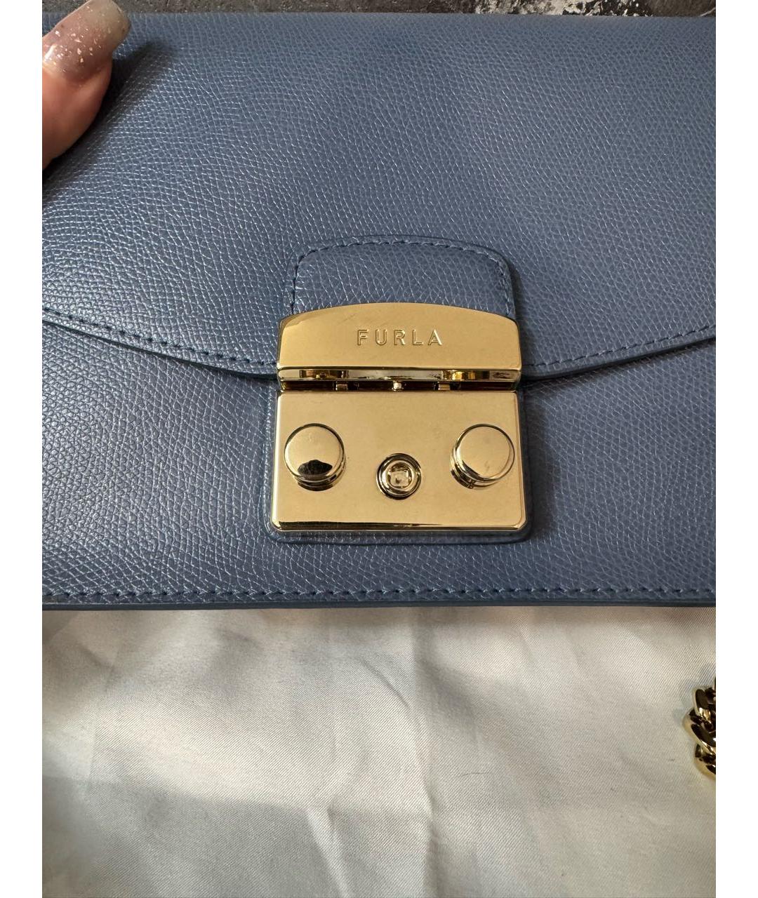 FURLA Синяя кожаная сумка через плечо, фото 7