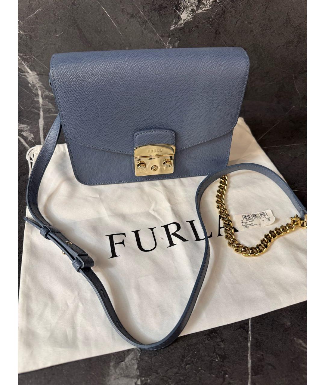 FURLA Синяя кожаная сумка через плечо, фото 9