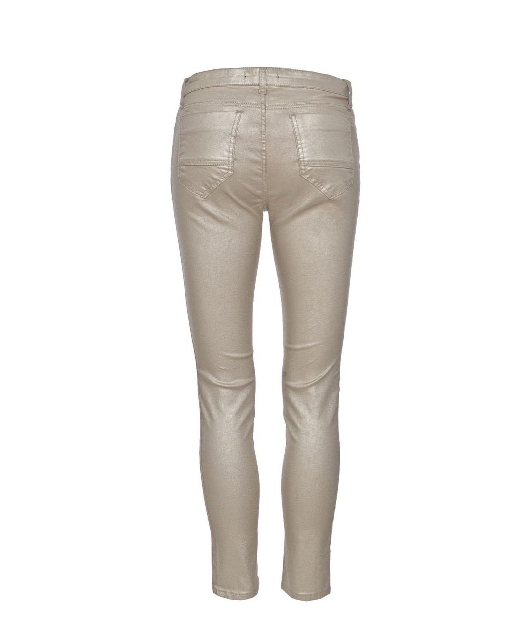 TWIN-SET Золотые хлопко-эластановые джинсы слим, фото 2