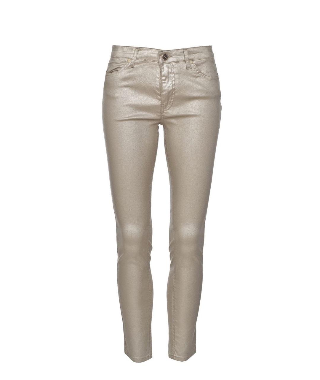 TWIN-SET Золотые хлопко-эластановые джинсы слим, фото 1