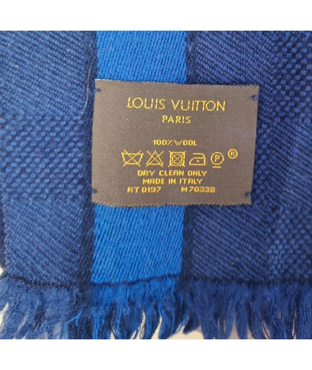 LOUIS VUITTON Синий шерстяной шарф, фото 4