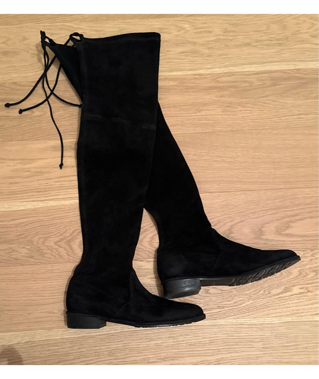 STUART WEITZMAN Черные замшевые ботфорты, фото 5