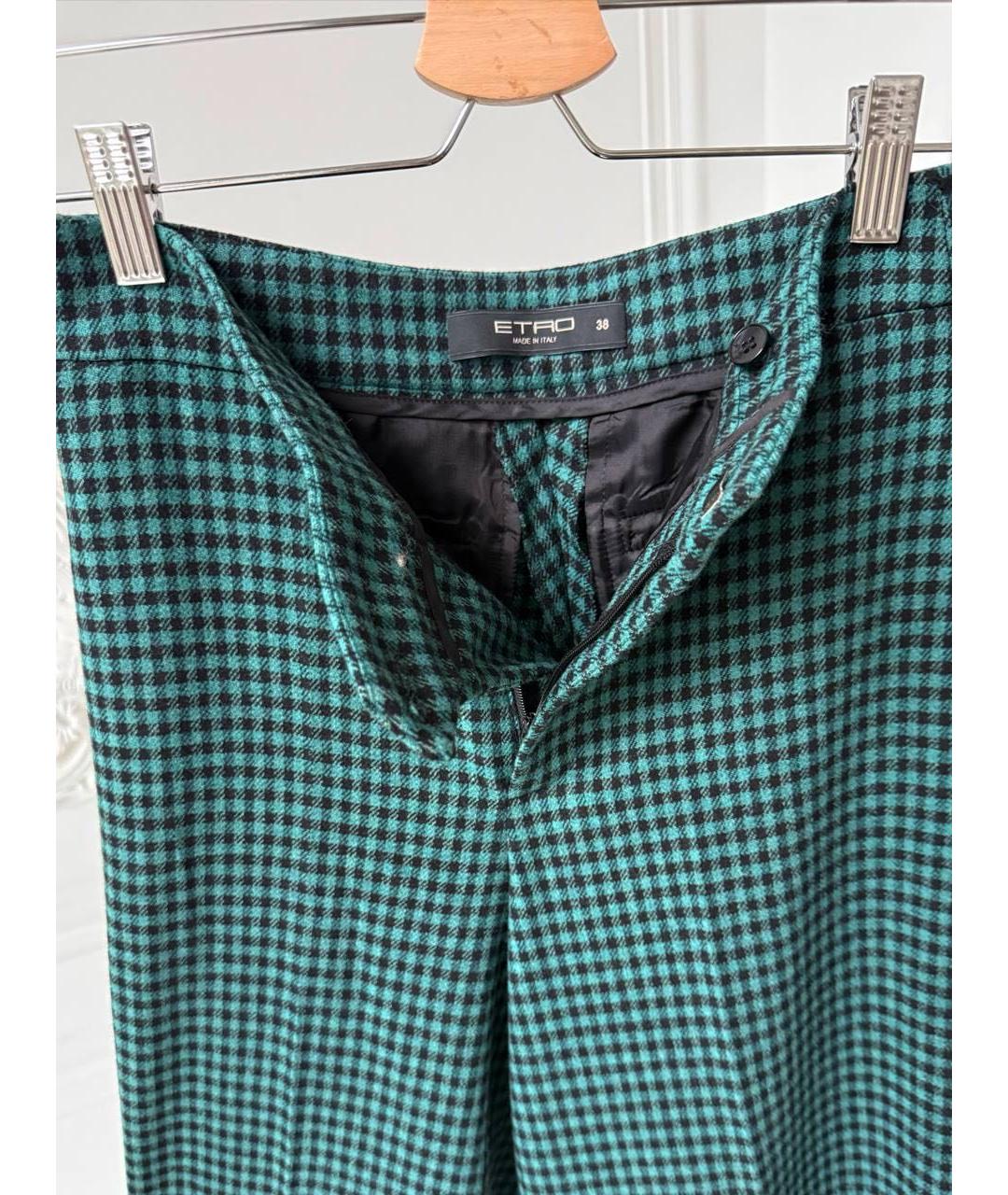 ETRO Зеленые шерстяные брюки широкие, фото 3