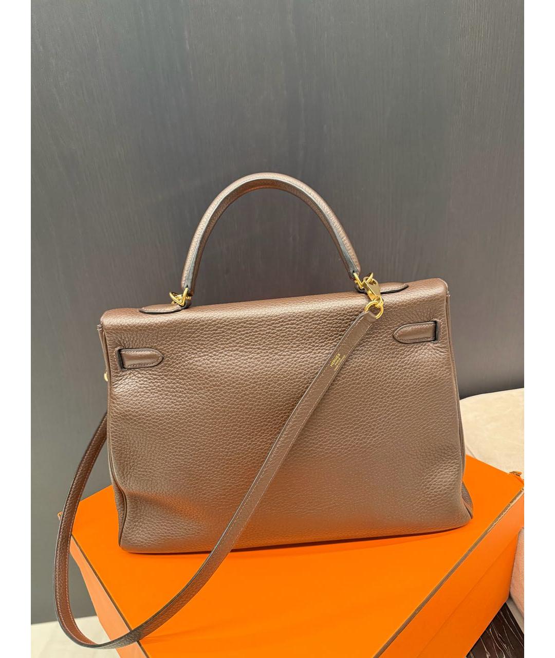 HERMES Коричневая кожаная сумка через плечо, фото 2