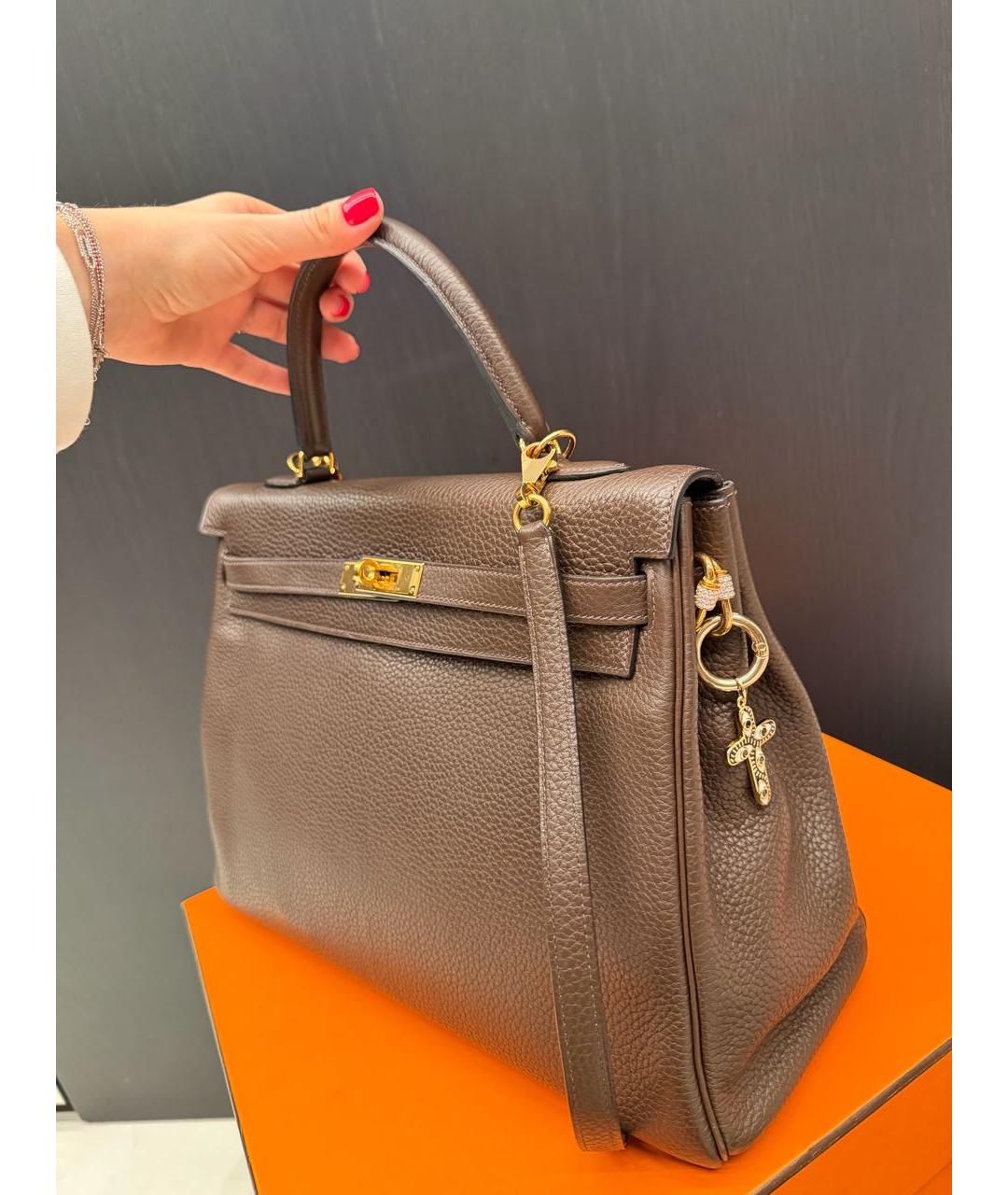 HERMES Коричневая кожаная сумка через плечо, фото 3