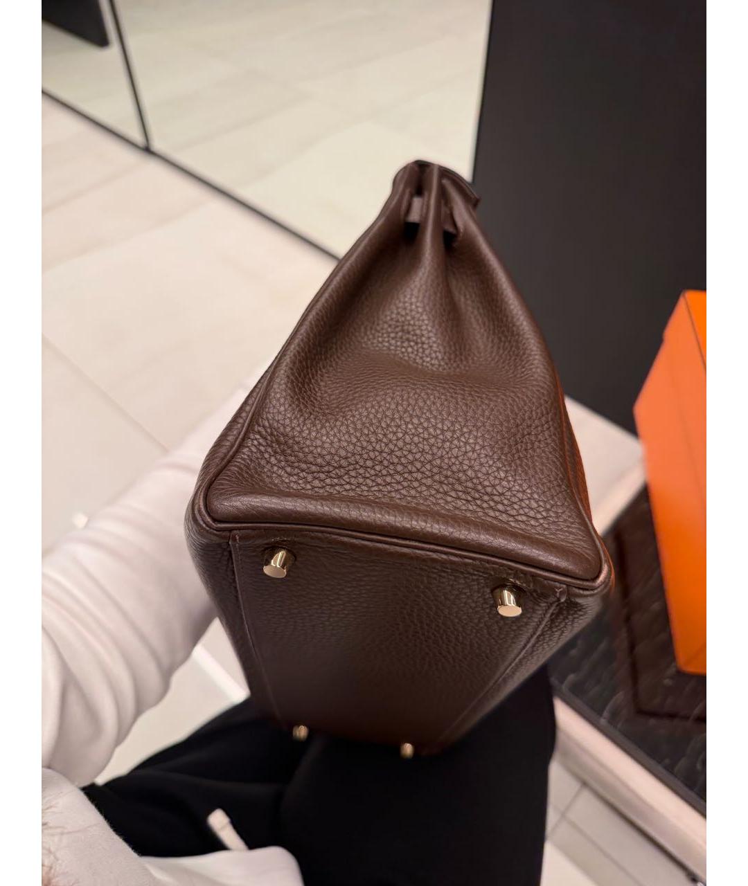 HERMES Коричневая кожаная сумка через плечо, фото 6