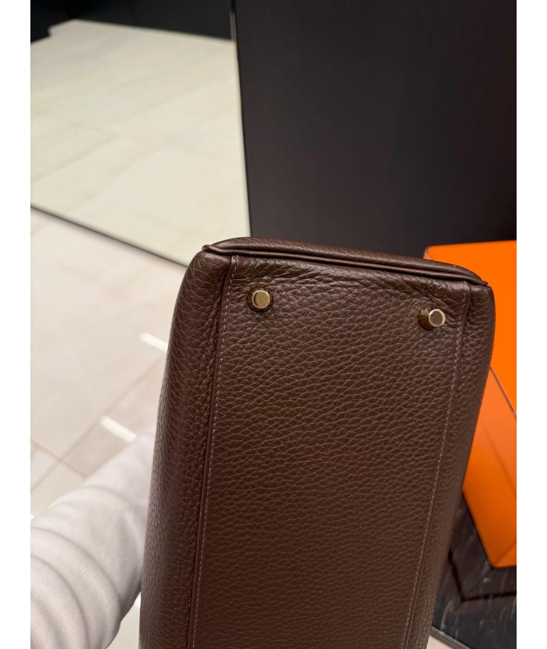 HERMES Коричневая кожаная сумка через плечо, фото 7