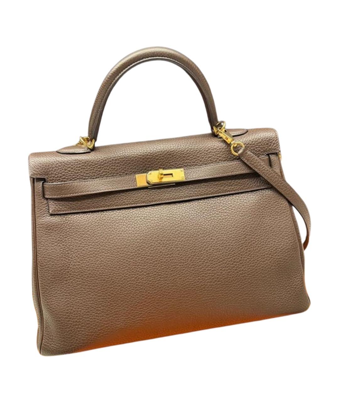 HERMES Коричневая кожаная сумка через плечо, фото 1