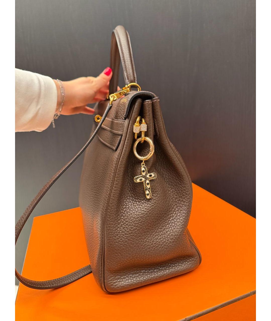 HERMES Коричневая кожаная сумка через плечо, фото 4