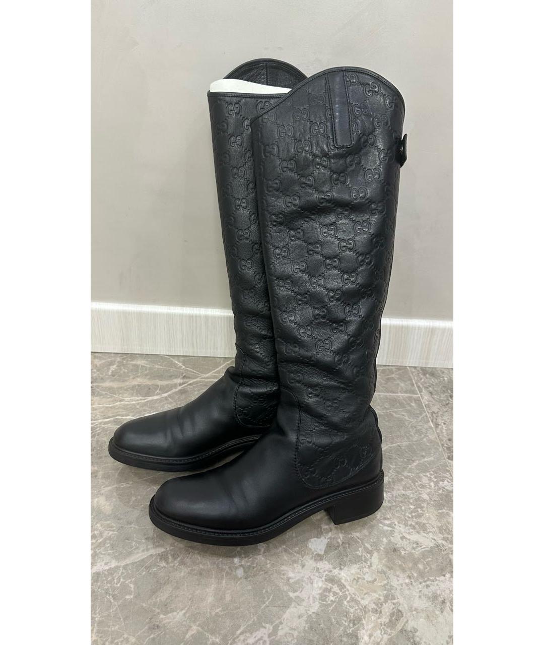 GUCCI Черные кожаные сапоги, фото 7