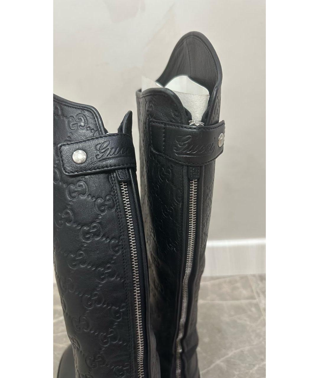 GUCCI Черные кожаные сапоги, фото 3