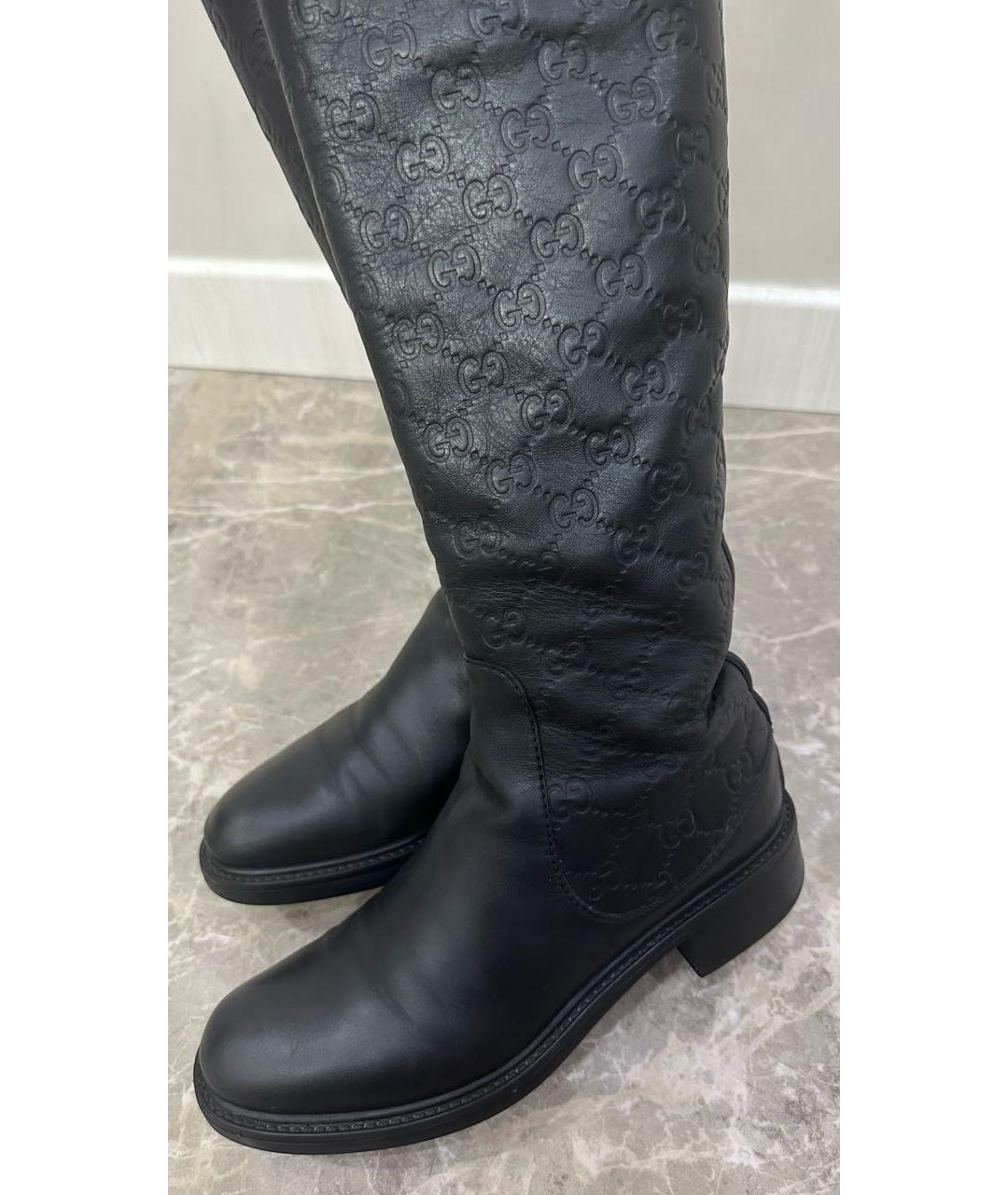 GUCCI Черные кожаные сапоги, фото 5