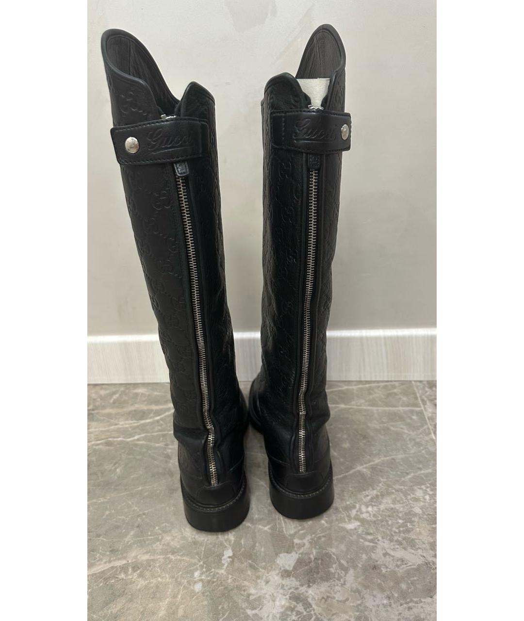 GUCCI Черные кожаные сапоги, фото 4