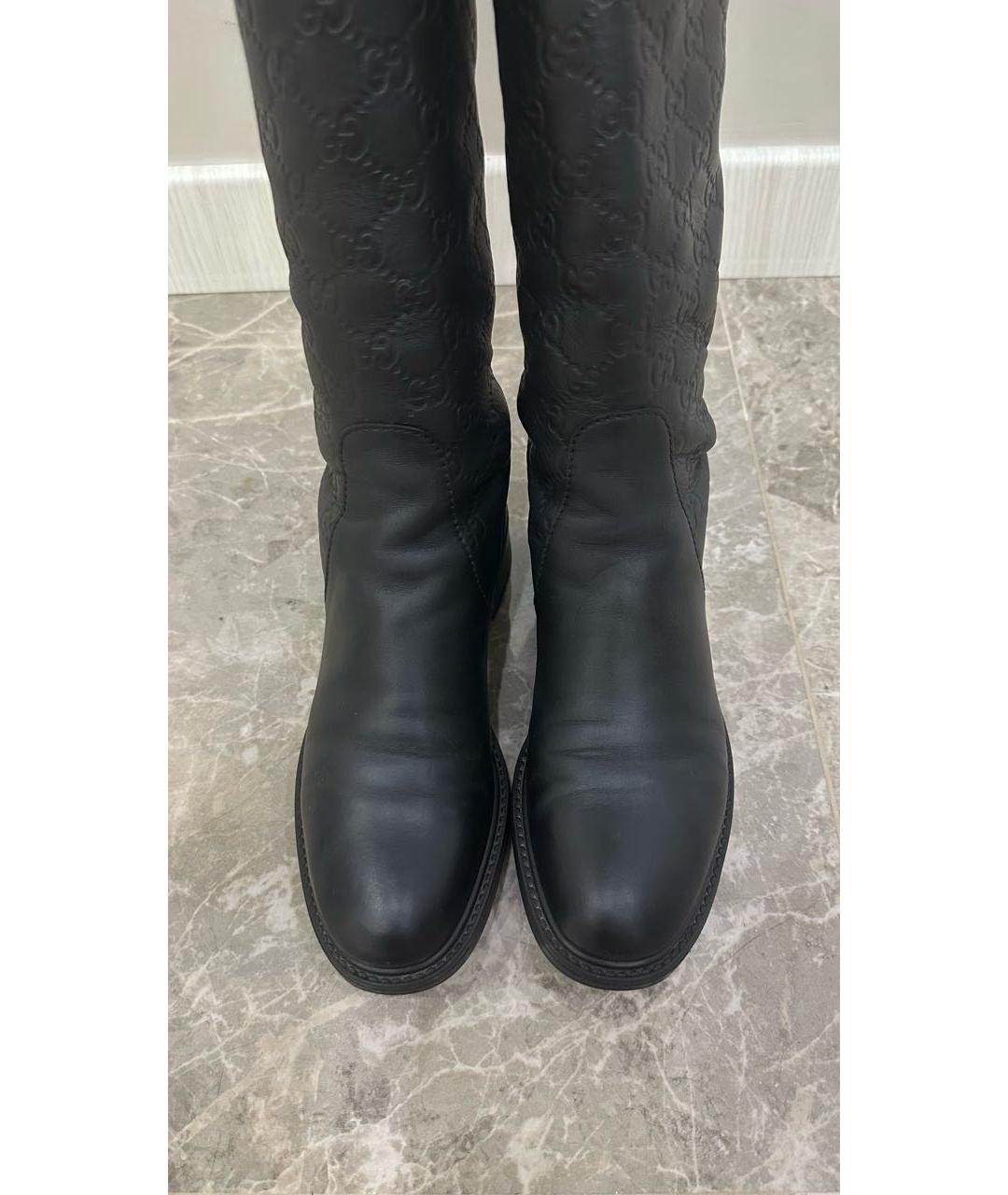 GUCCI Черные кожаные сапоги, фото 2