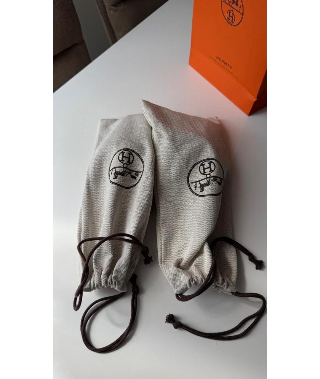 HERMES Коричневые кожаные шлепанцы, фото 4