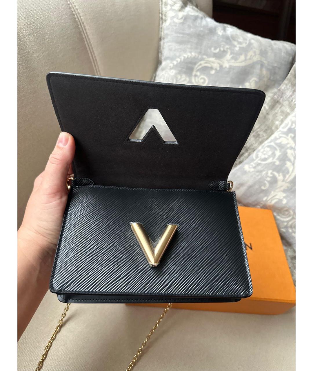 LOUIS VUITTON Черная кожаная сумка через плечо, фото 5