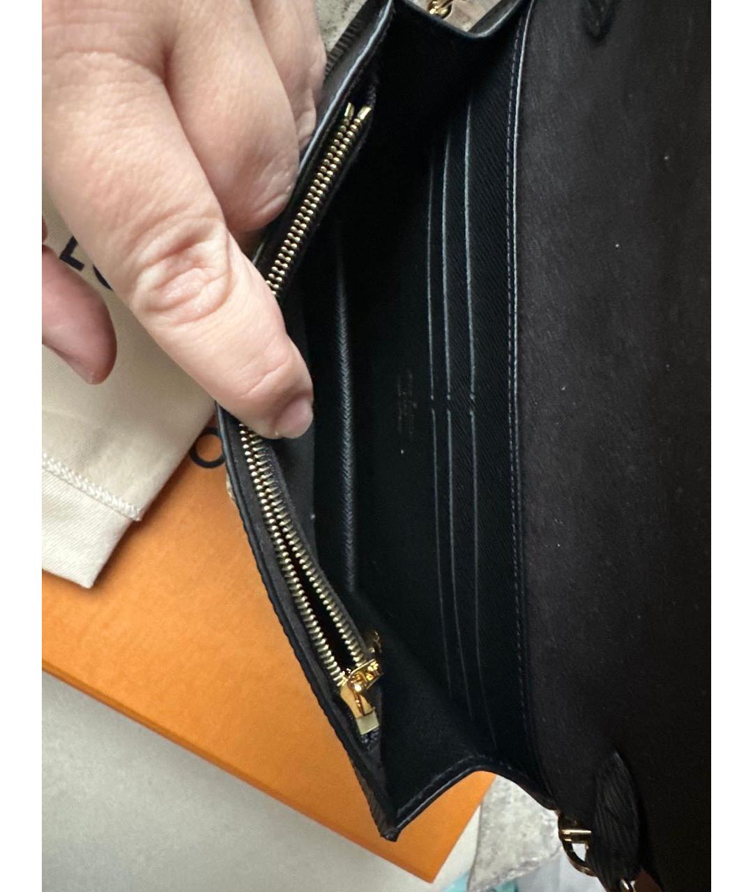 LOUIS VUITTON Черная кожаная сумка через плечо, фото 4