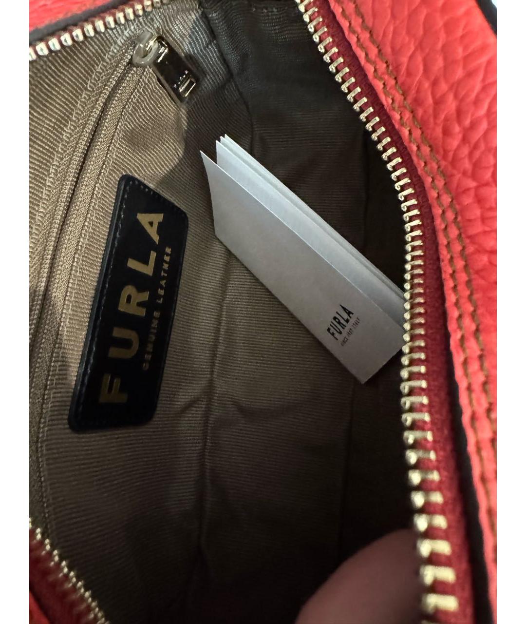 FURLA Красная кожаная сумка через плечо, фото 4