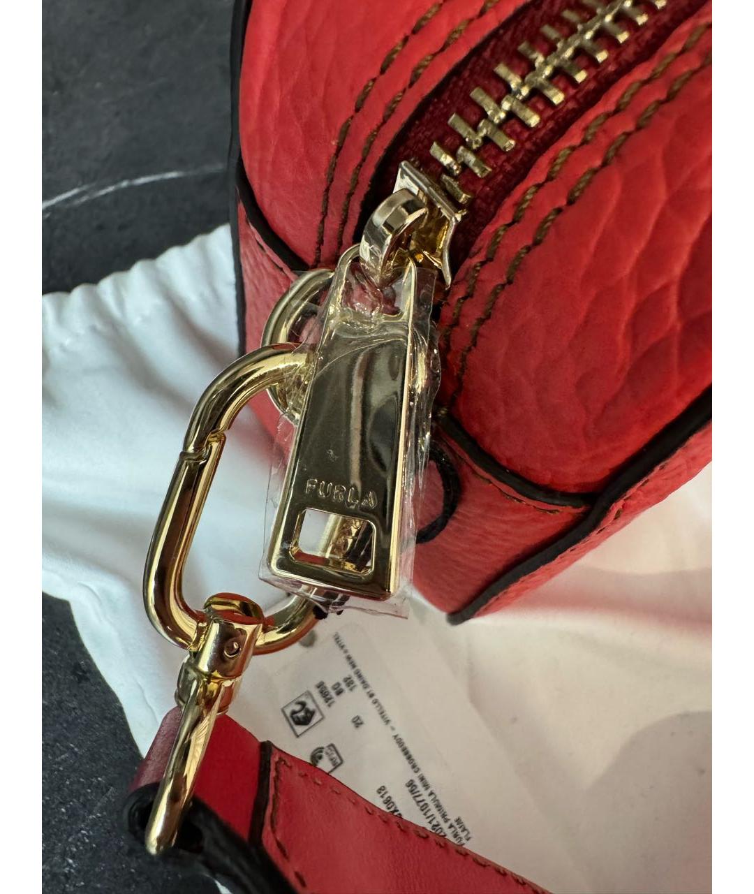 FURLA Красная кожаная сумка через плечо, фото 5