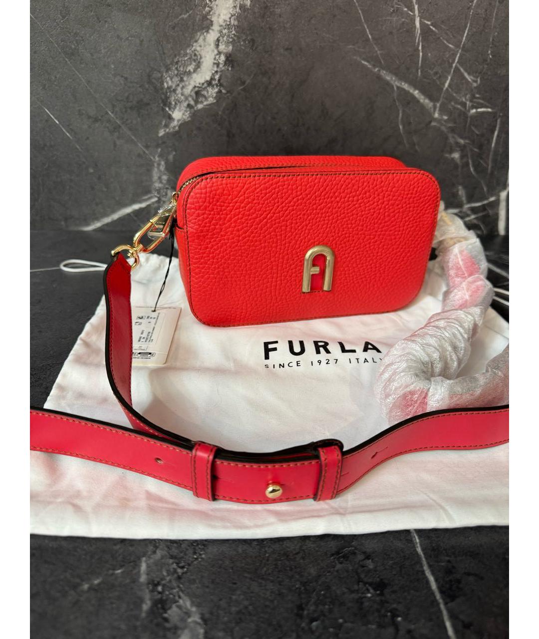 FURLA Красная кожаная сумка через плечо, фото 9