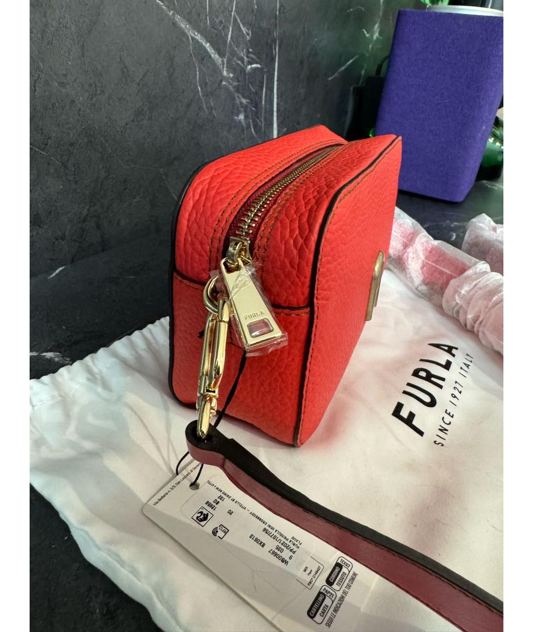FURLA Красная кожаная сумка через плечо, фото 2