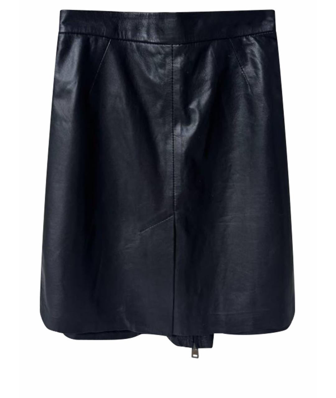 MCQ ALEXANDER MCQUEEN Черная кожаная юбка мини, фото 1