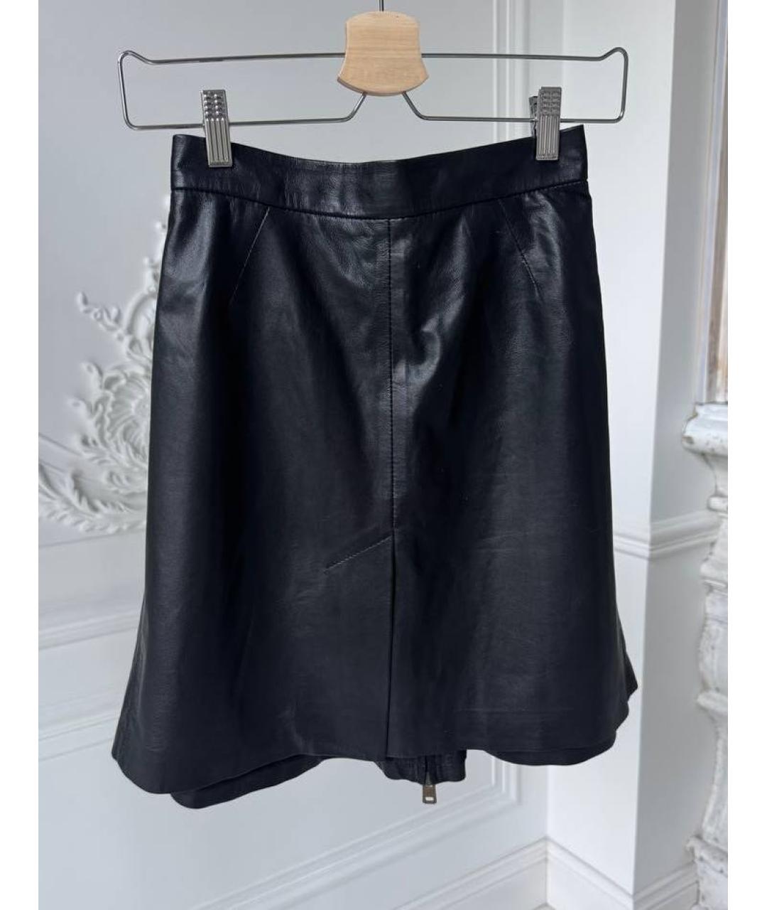 MCQ ALEXANDER MCQUEEN Черная кожаная юбка мини, фото 6