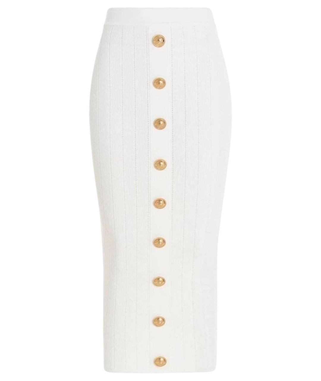 BALMAIN Белая вискозная юбка миди, фото 1