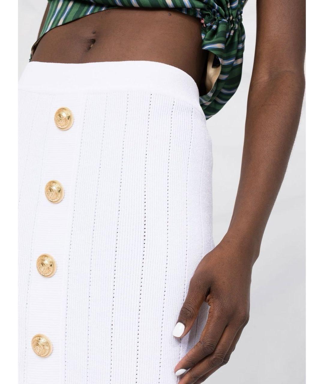 BALMAIN Белая вискозная юбка миди, фото 2