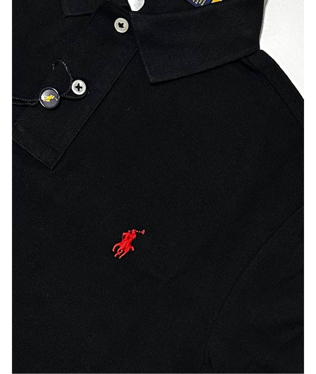 POLO RALPH LAUREN Черное хлопковое поло с коротким рукавом, фото 3