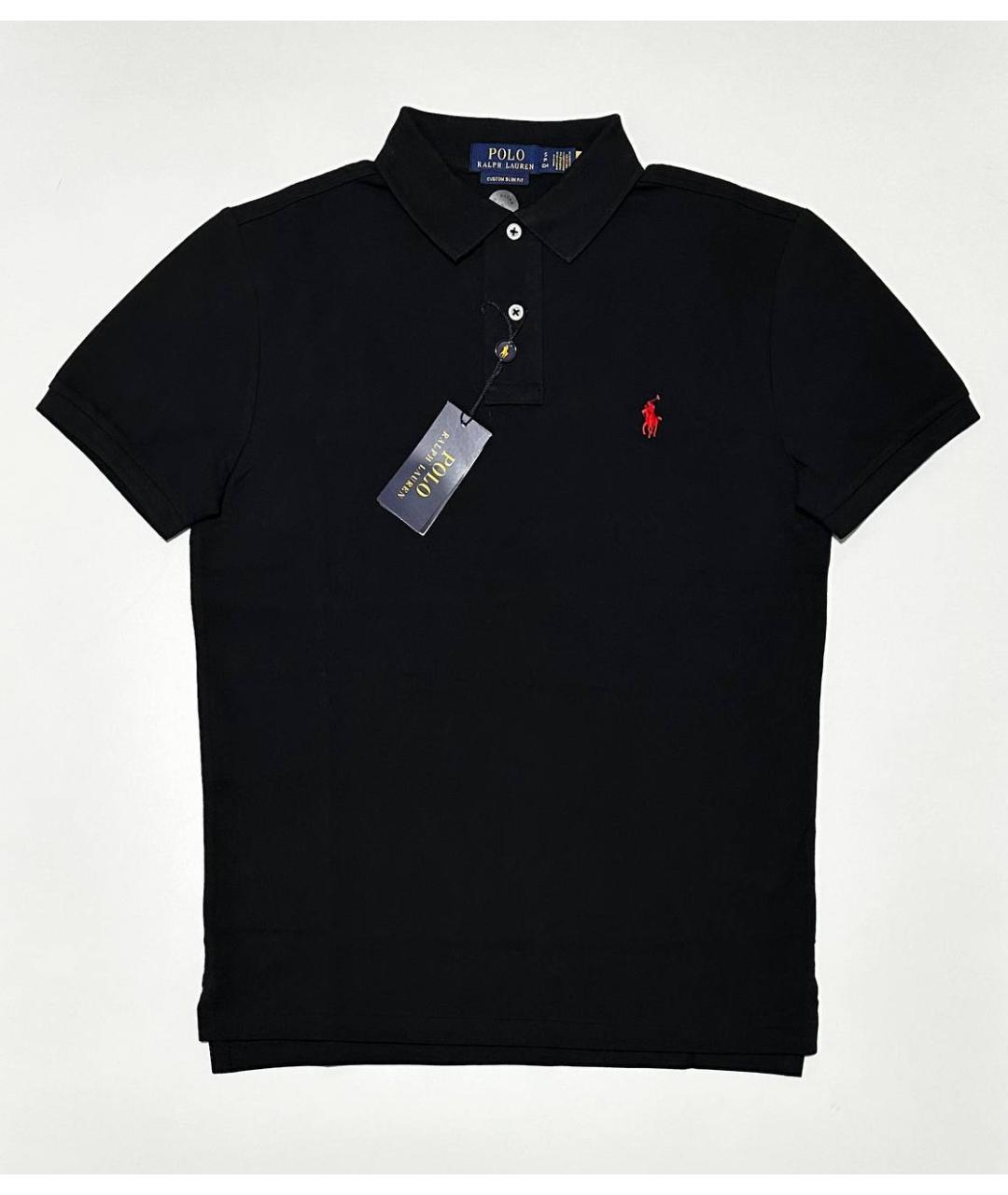 POLO RALPH LAUREN Черное хлопковое поло с коротким рукавом, фото 8