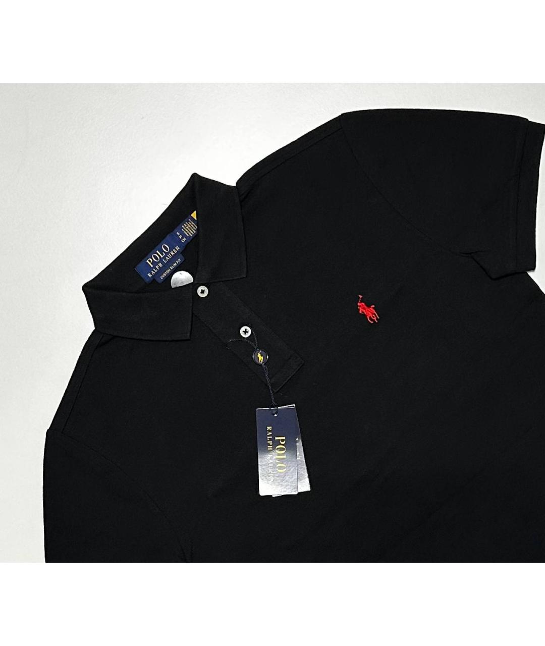 POLO RALPH LAUREN Черное хлопковое поло с коротким рукавом, фото 2