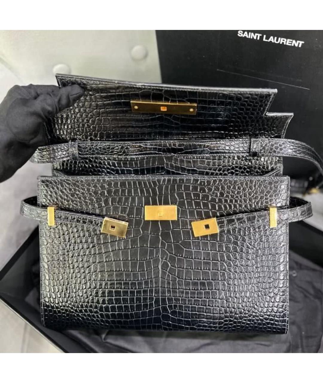 SAINT LAURENT Черная кожаная сумка через плечо, фото 4