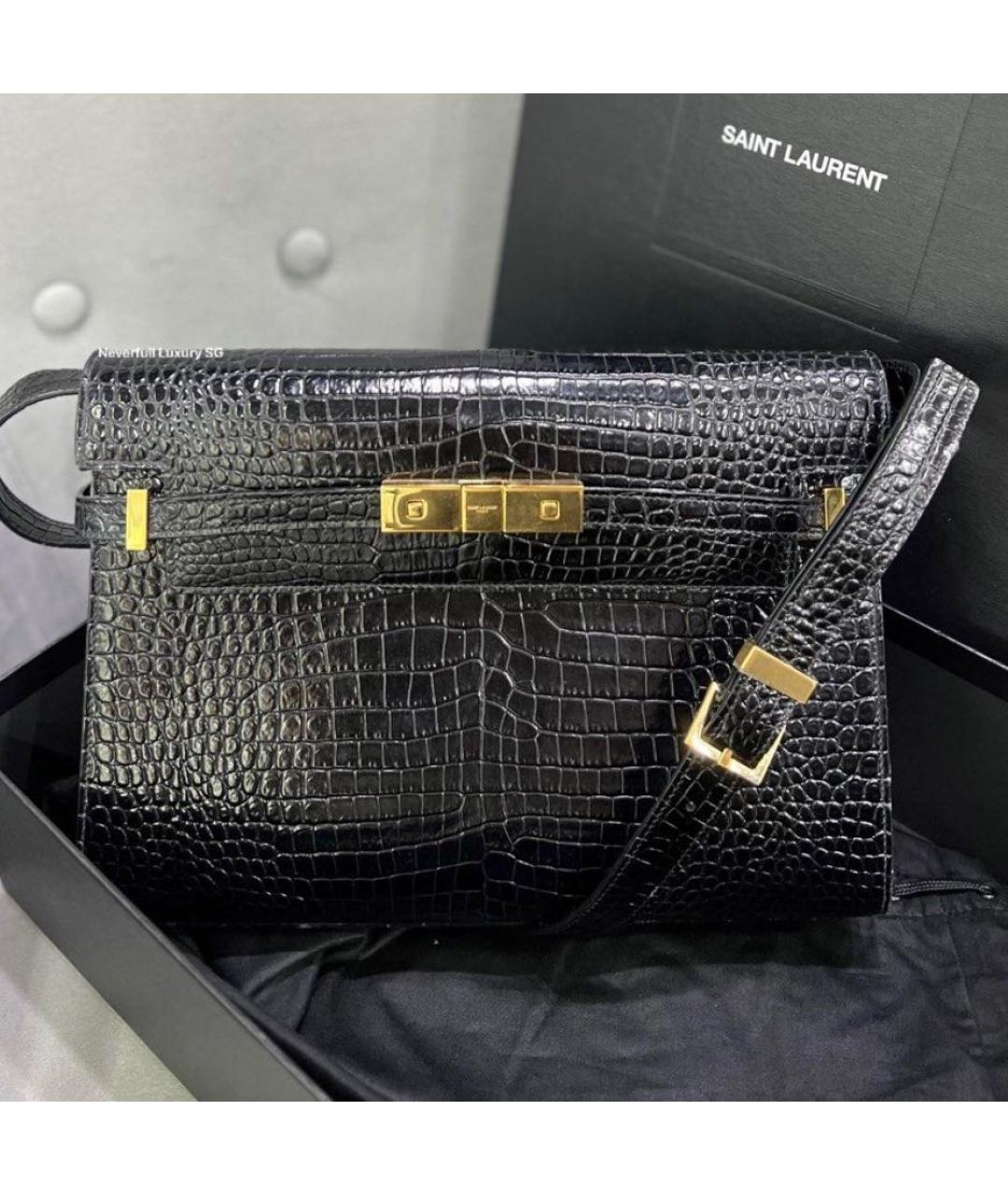 SAINT LAURENT Черная кожаная сумка через плечо, фото 2