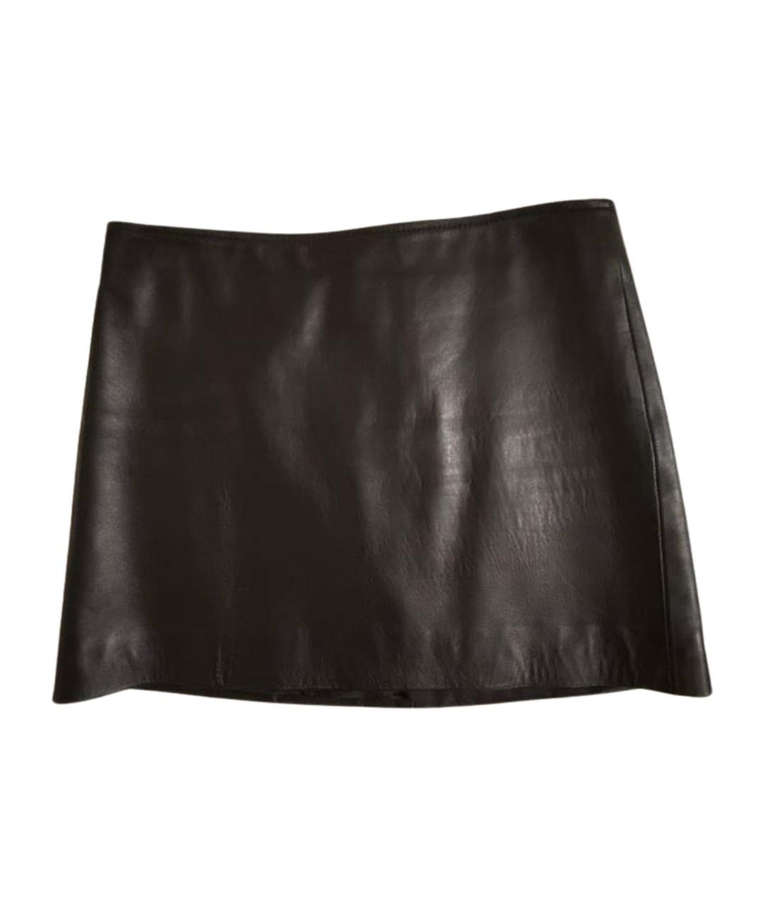MANOKHI Черная кожаная юбка мини, фото 1