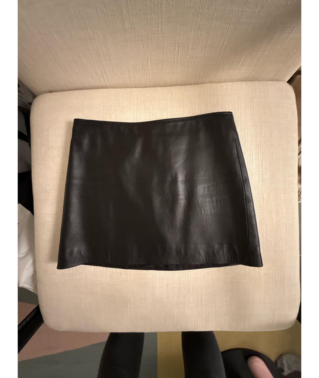 MANOKHI Черная кожаная юбка мини, фото 5