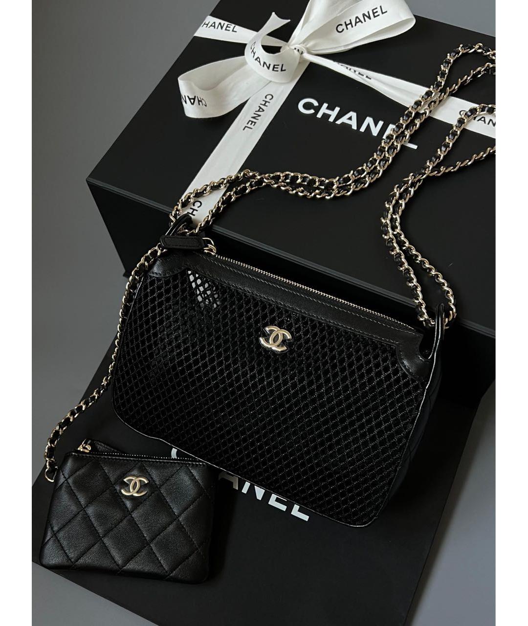 CHANEL Черная кожаная сумка через плечо, фото 3