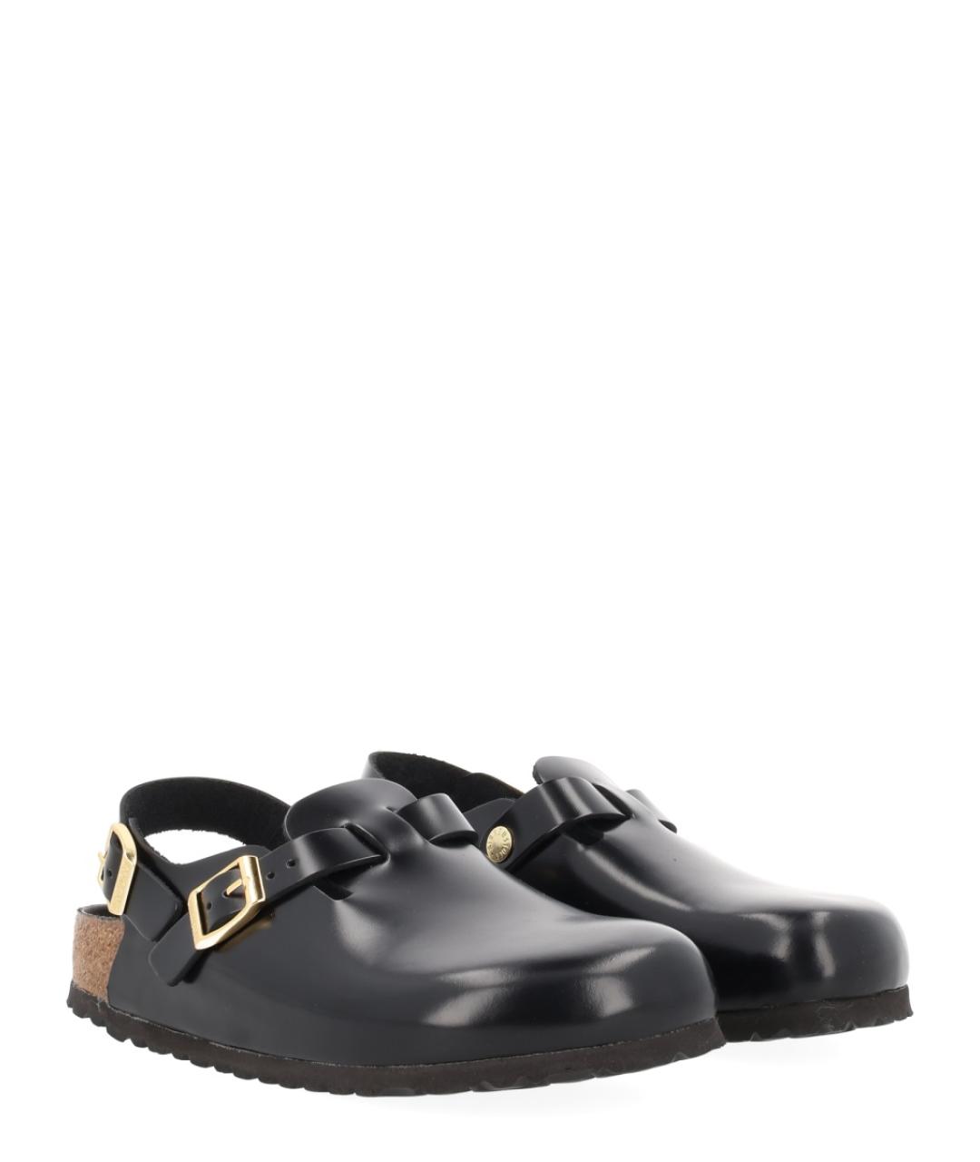 BIRKENSTOCK Черные кожаные сабо, фото 2
