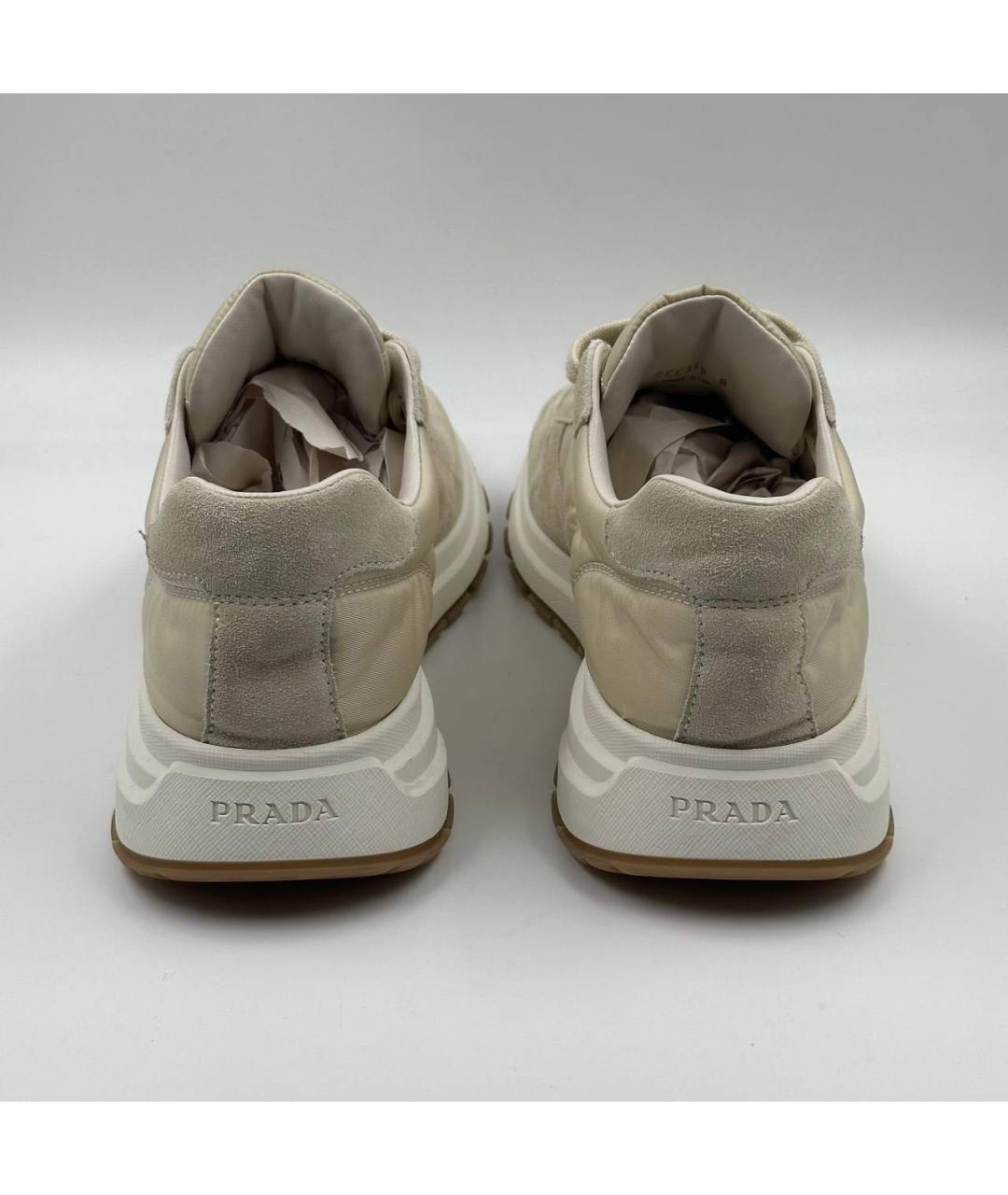 PRADA Бежевые текстильные низкие кроссовки / кеды, фото 5