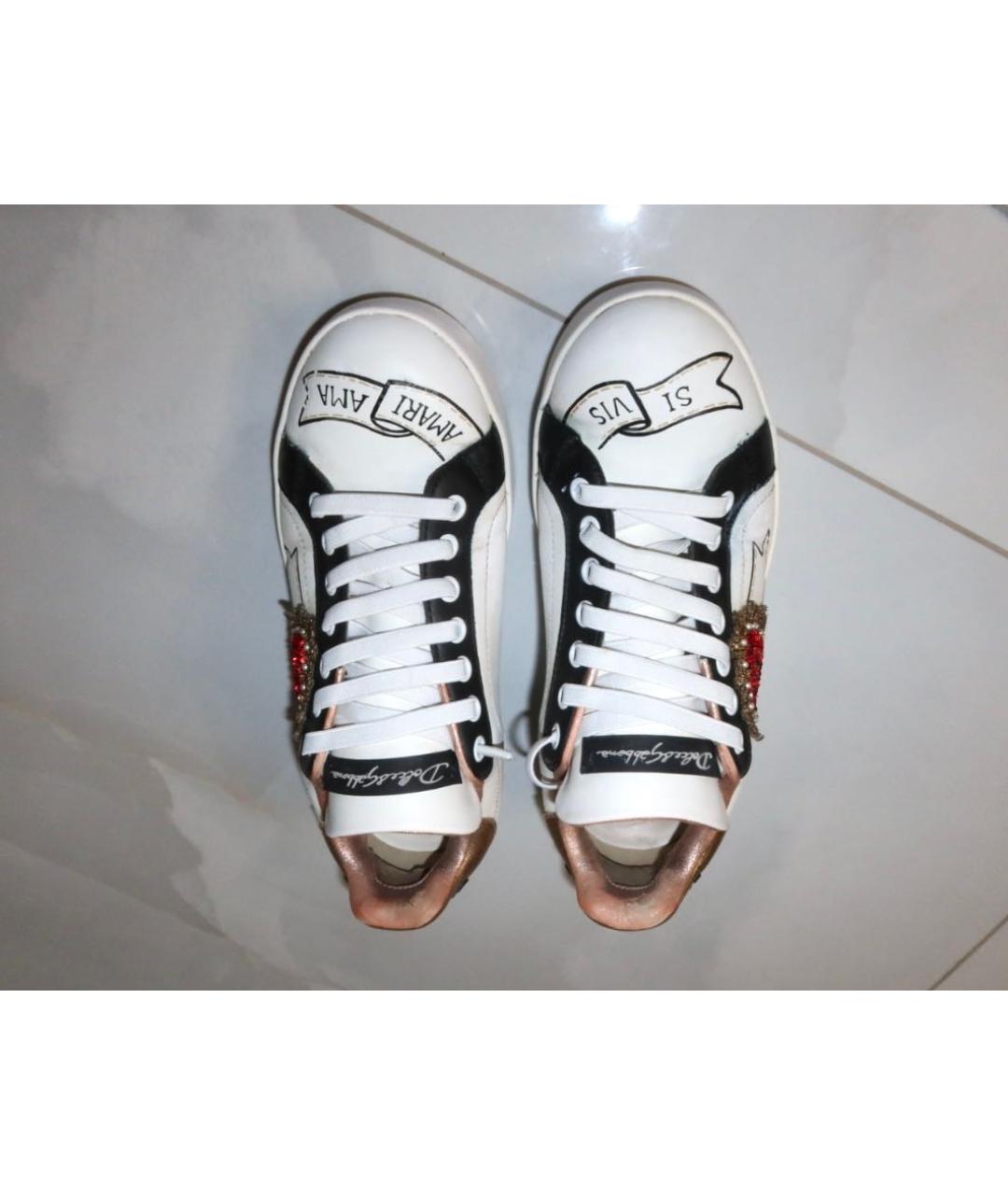 DOLCE&GABBANA Белые кожаные кеды, фото 3