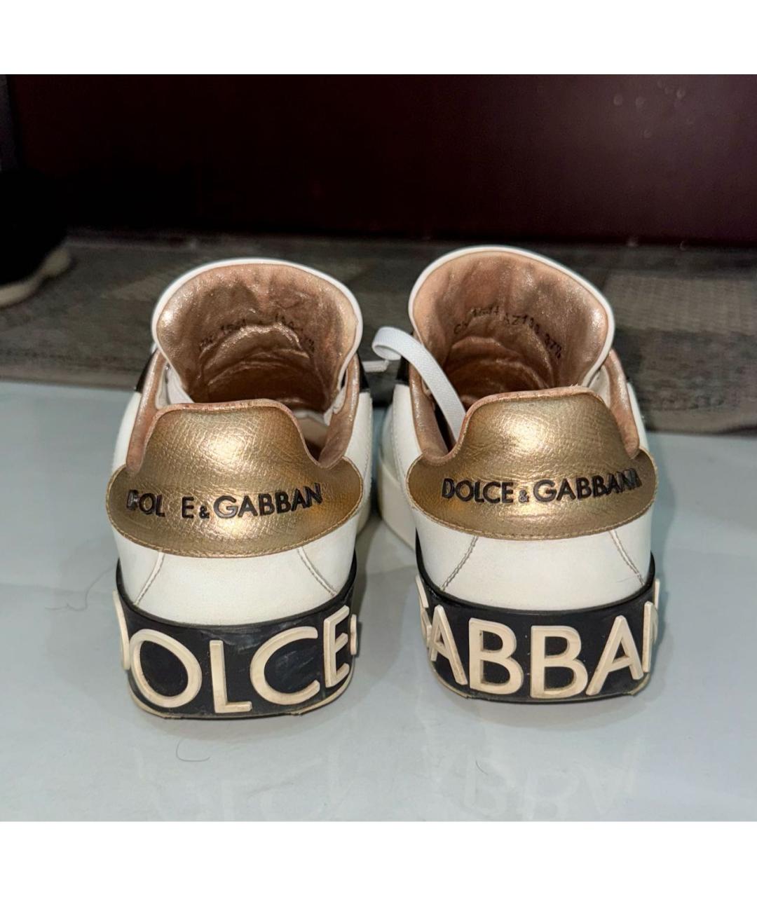 DOLCE&GABBANA Белые кожаные кеды, фото 4