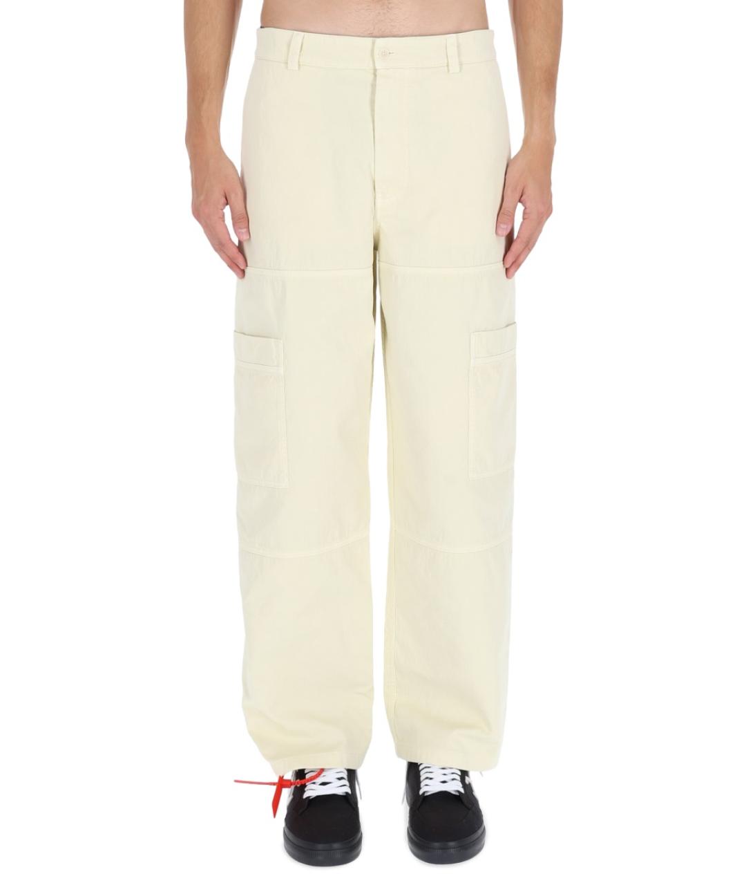 OFF-WHITE Бежевые хлопковые повседневные брюки, фото 2