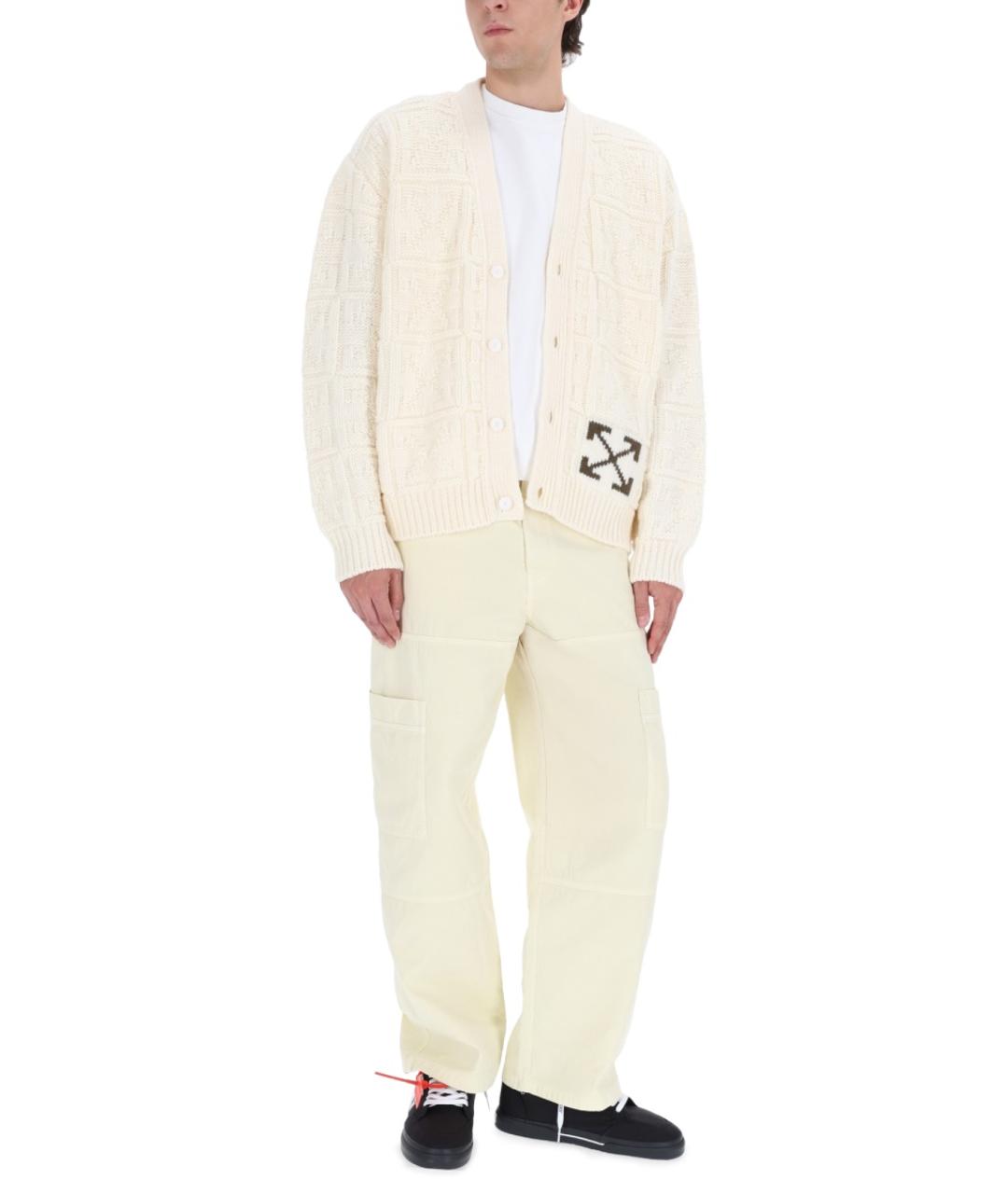 OFF-WHITE Бежевые хлопковые повседневные брюки, фото 3